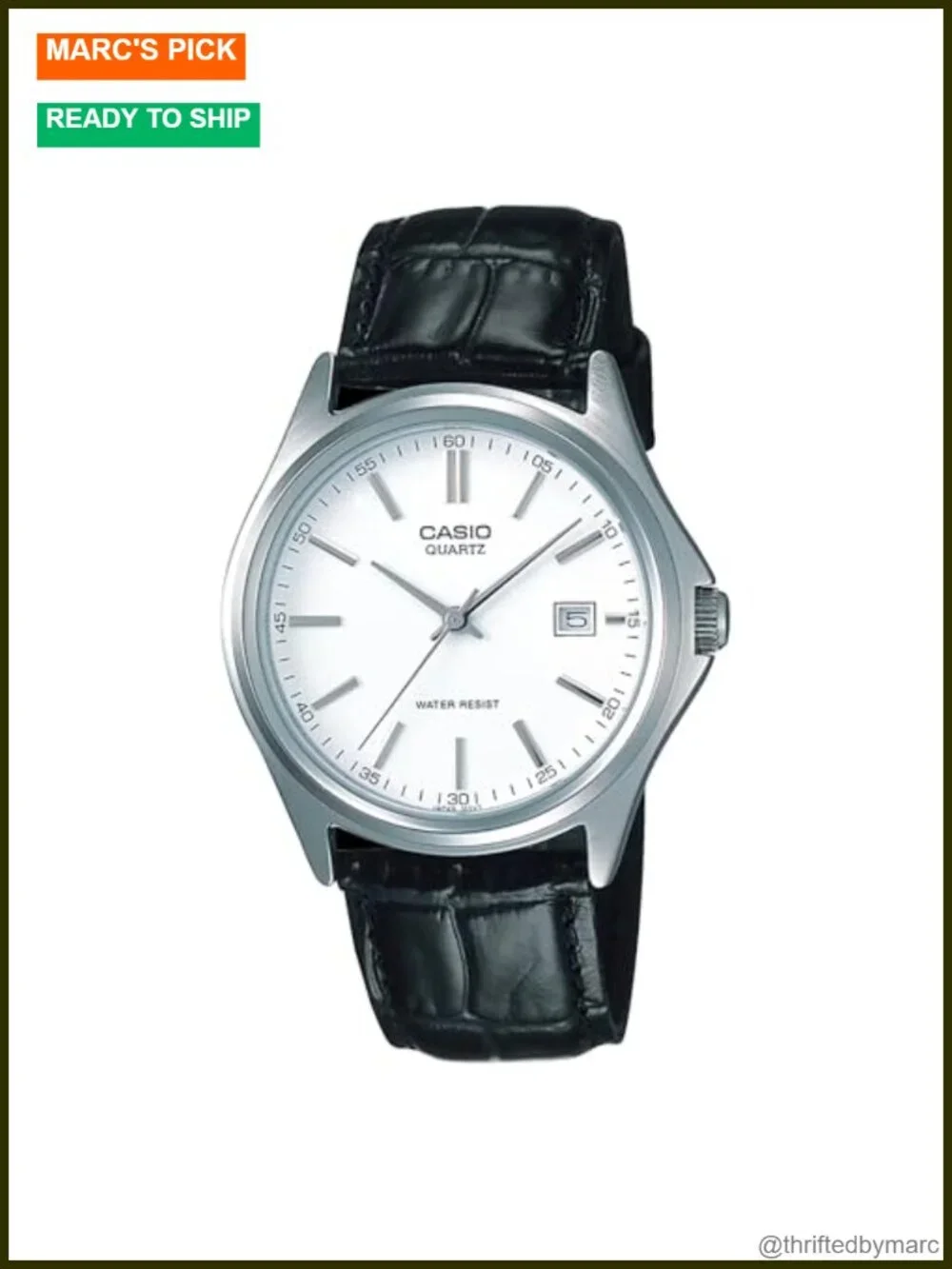Leather Band White Dial 3-Hand Date Analog Watch